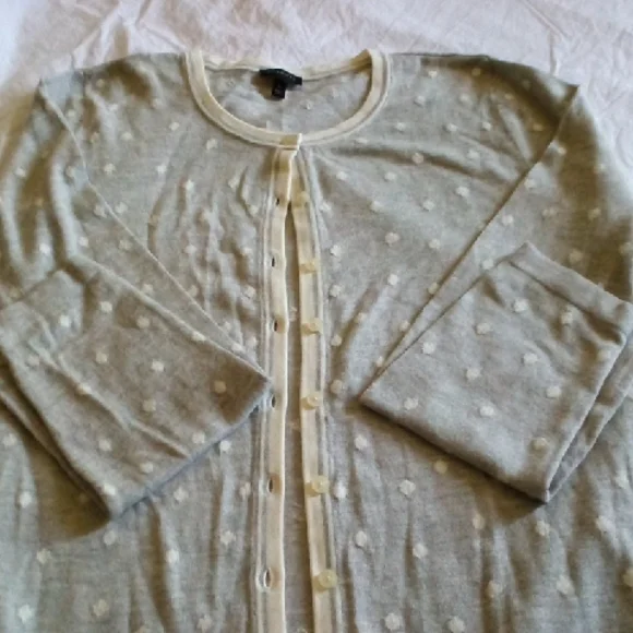 Talbots Gray and White Cardigan Sweater - Picture 3 of 4